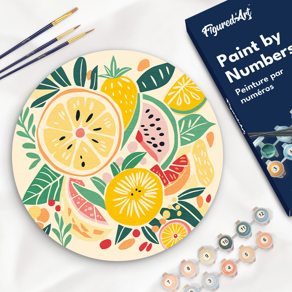 Peinture Par Numéro Sur Disque En Bois - Fruits