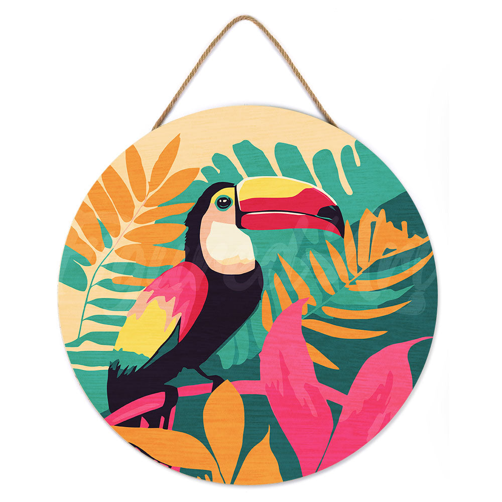 Peinture Par Numéro Sur Disque En Bois - Toucan Tropical