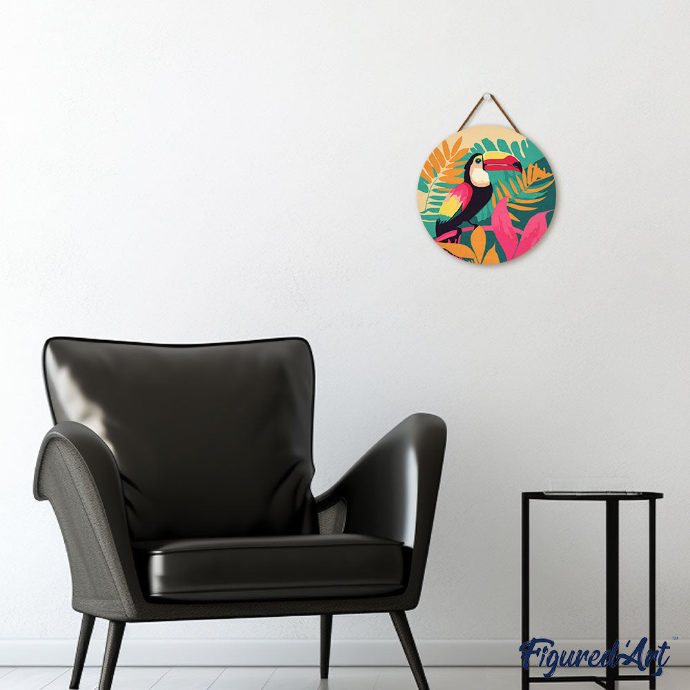 Peinture Par Numéro Sur Disque En Bois - Toucan Tropical
