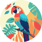 Peinture Par Numéro Sur Disque En Bois - Perroquet Tropical