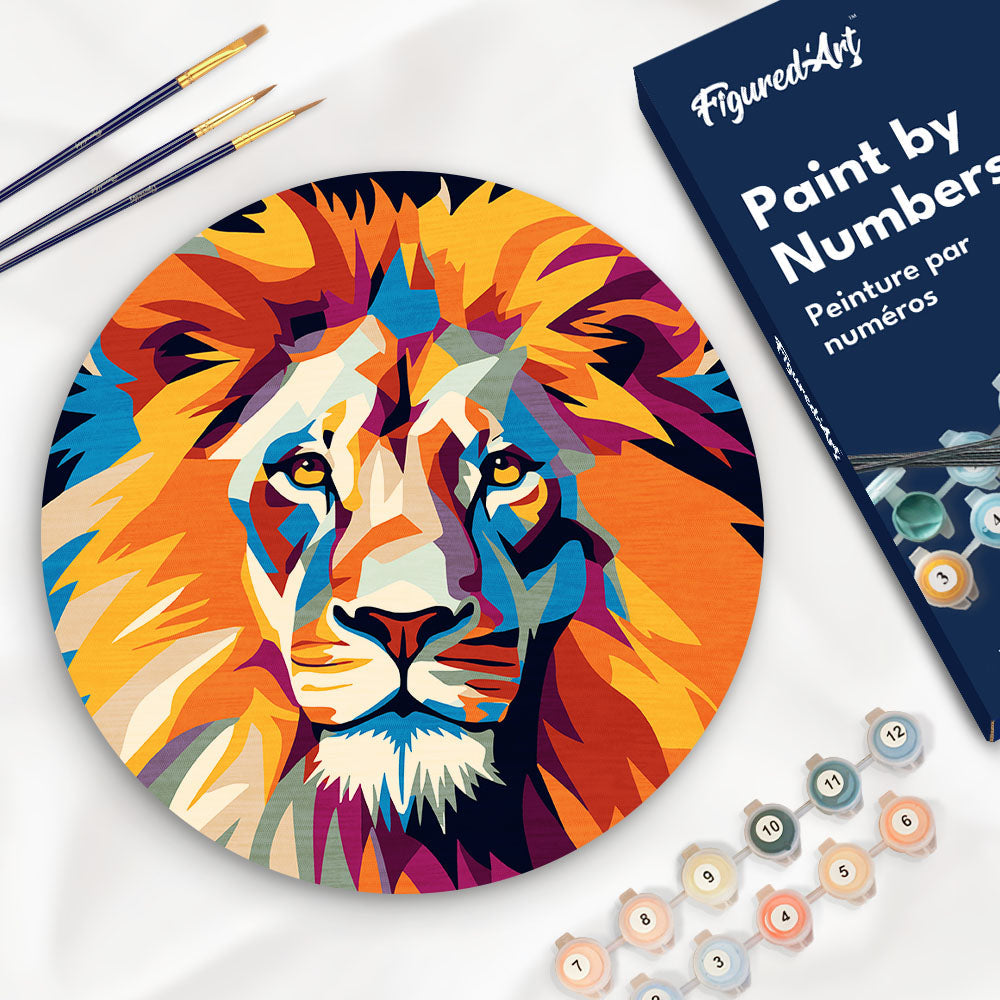 Peinture Par Numéro Sur Disque En Bois - Lion
