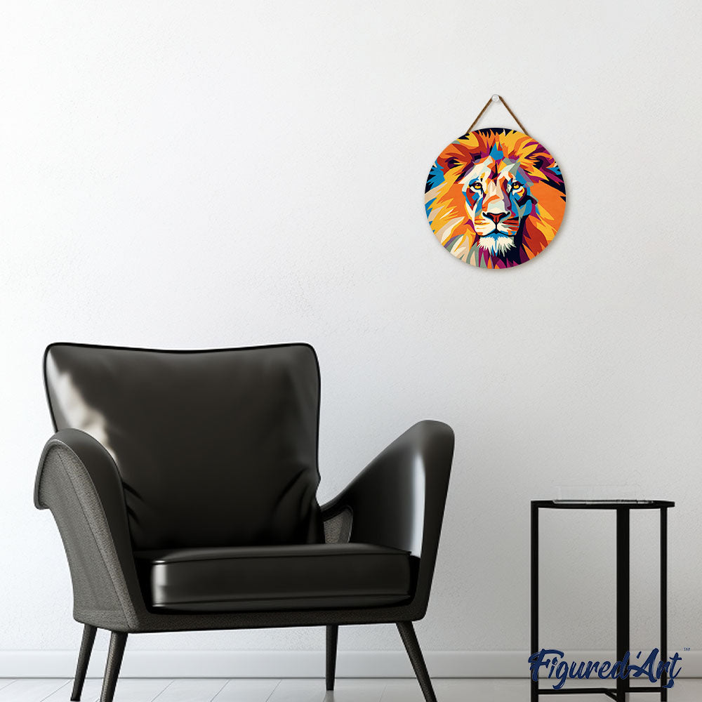 Peinture Par Numéro Sur Disque En Bois - Lion