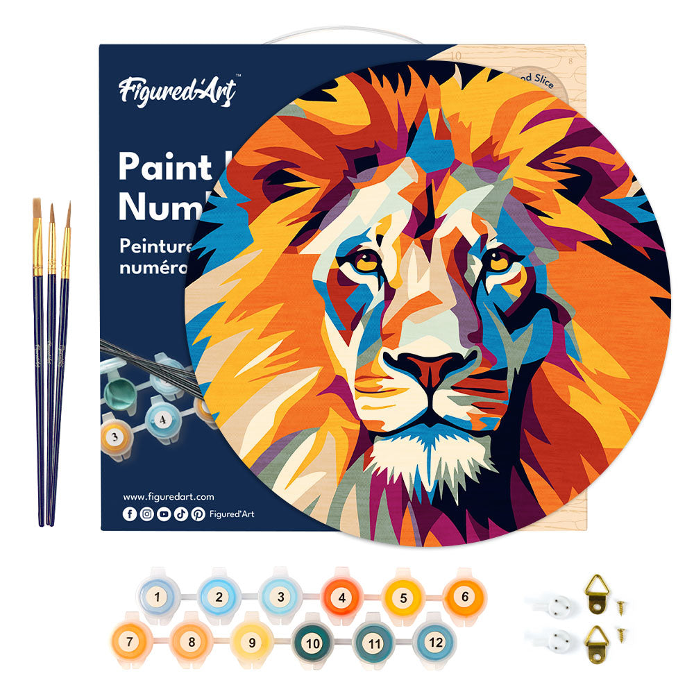 Peinture Par Numéro Sur Disque En Bois - Lion