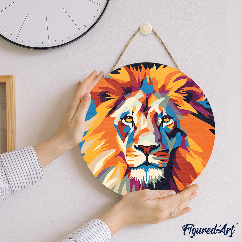 Peinture Par Numéro Sur Disque En Bois - Lion