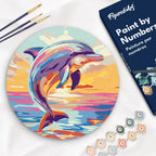 Peinture Par Numéro Sur Disque En Bois - Dauphin