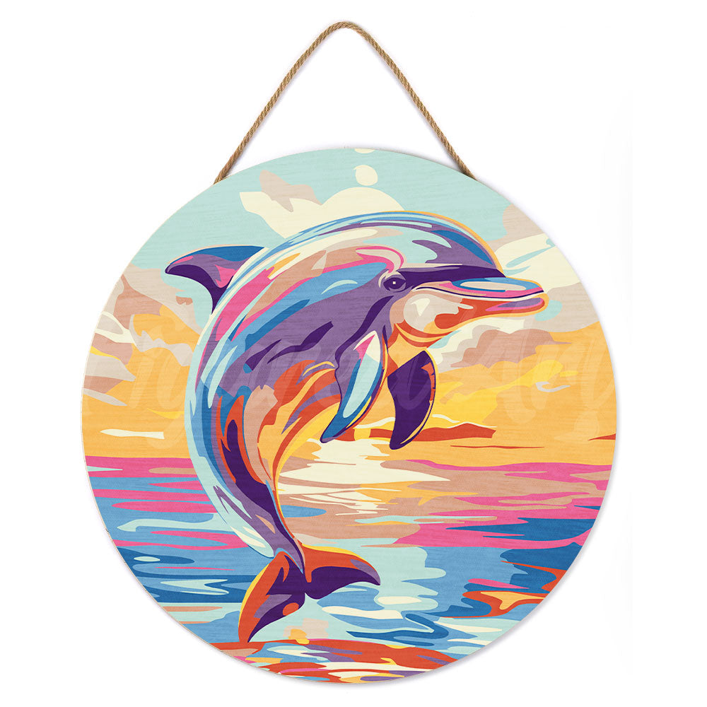 Peinture Par Numéro Sur Disque En Bois - Dauphin