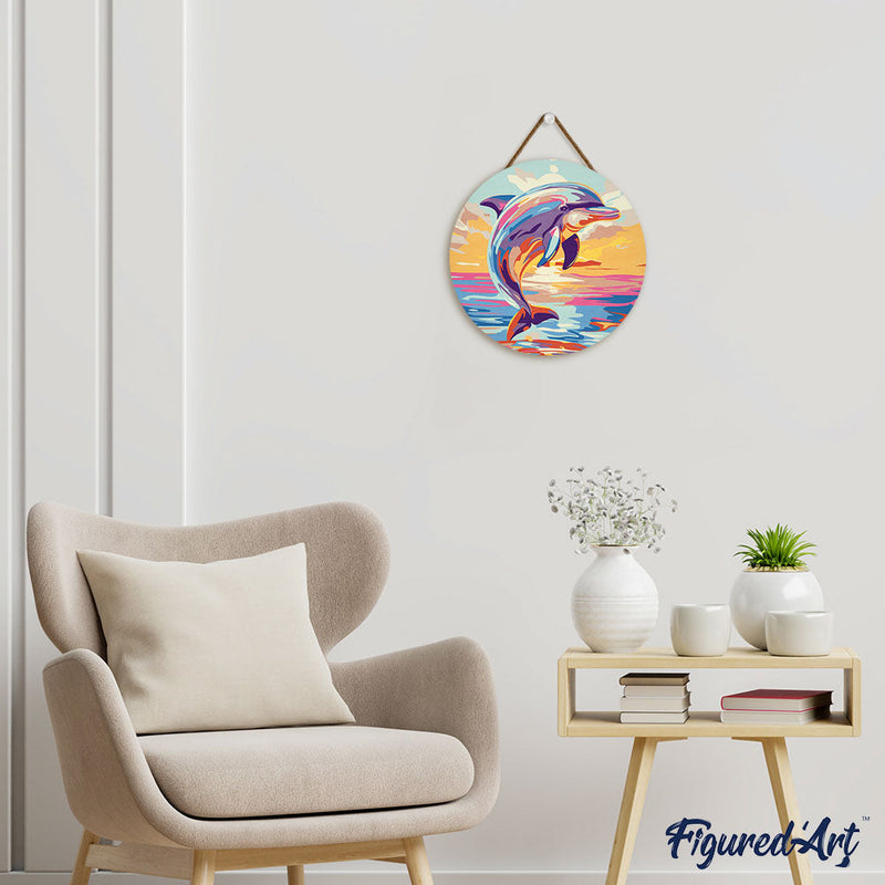 Peinture Par Numéros - Peinture Par Numéro Sur Disque En Bois - Dauphin