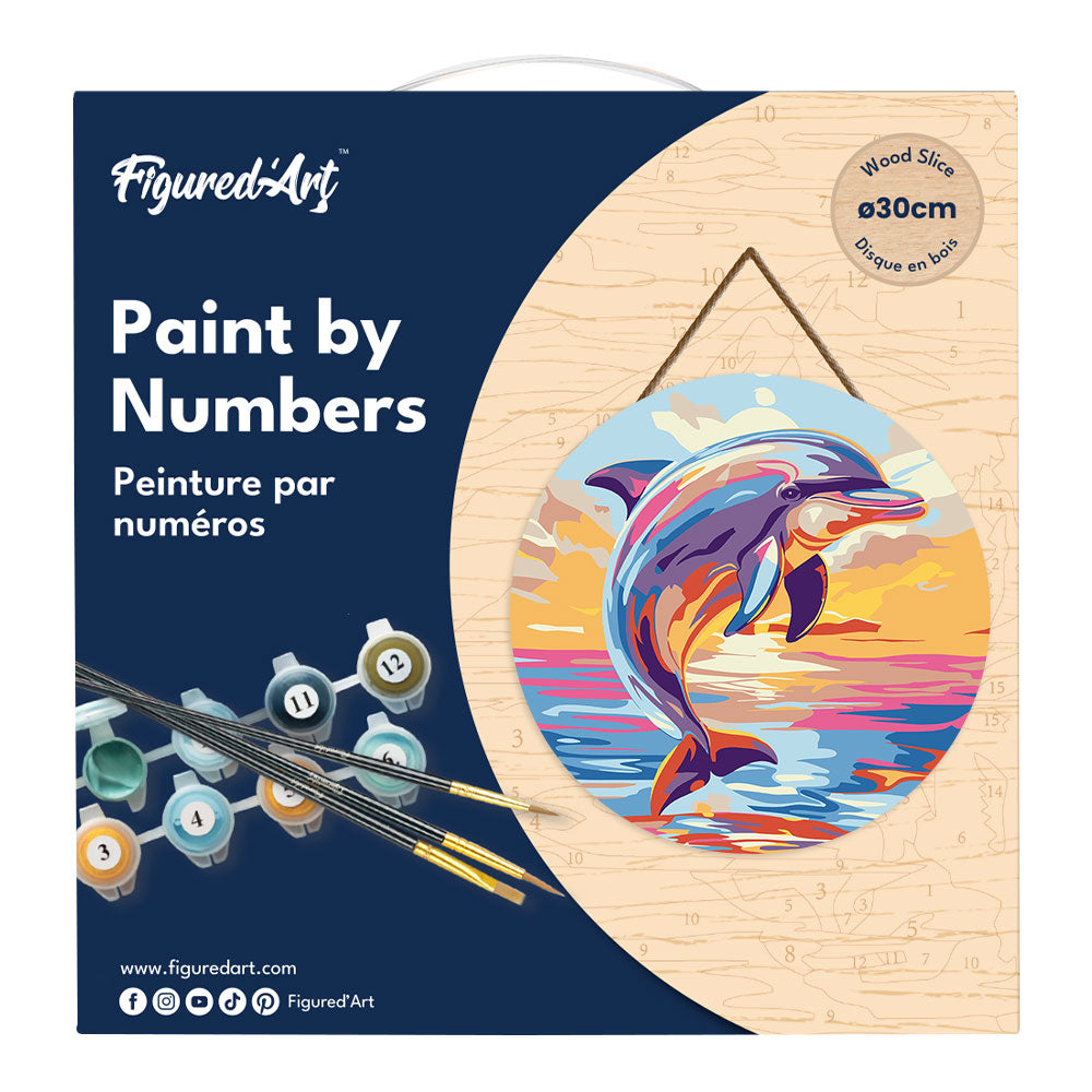 Peinture Par Numéro Sur Disque En Bois - Dauphin