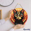 Peinture Par Numéros - Peinture Par Numéro Sur Disque En Bois - Chat Noir Art Déco