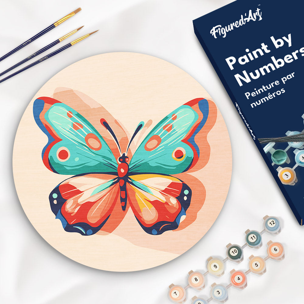Peinture Par Numéro Sur Disque En Bois - Papillon