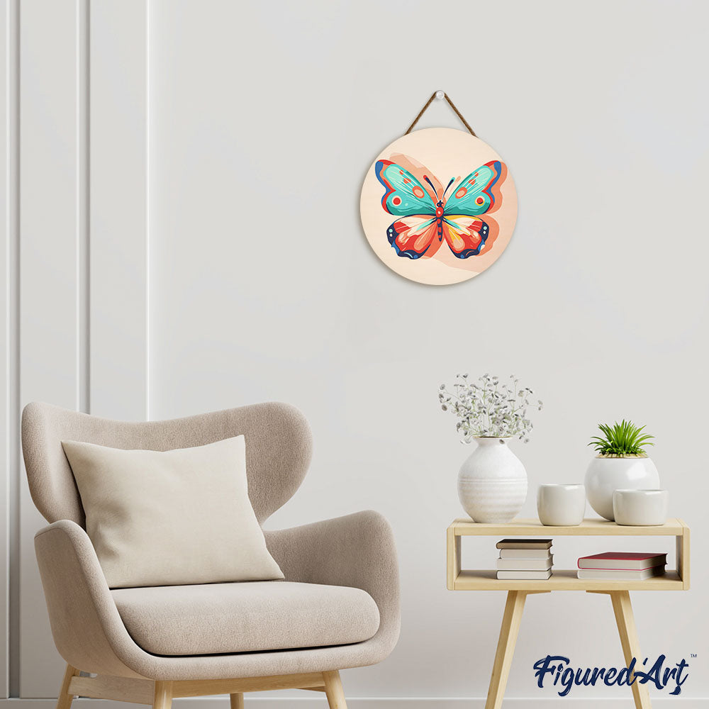 Peinture Par Numéro Sur Disque En Bois - Papillon