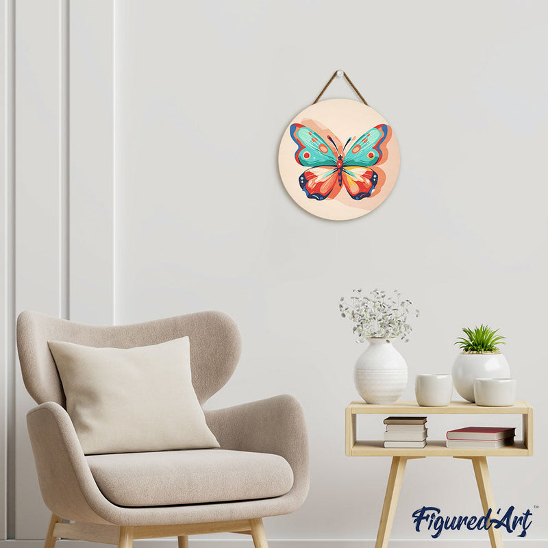 Peinture Par Numéros - Peinture Par Numéro Sur Disque En Bois - Papillon