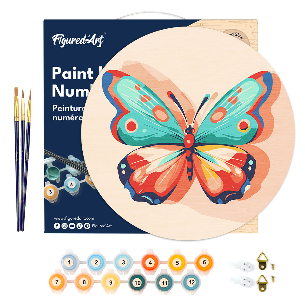 Peinture Par Numéro Sur Disque En Bois - Papillon