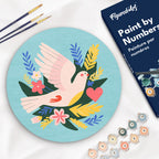 Peinture Par Numéro Sur Disque En Bois - Oiseau Et Fleurs