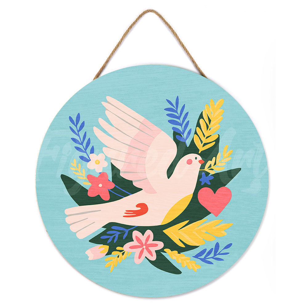 Peinture Par Numéro Sur Disque En Bois - Oiseau Et Fleurs