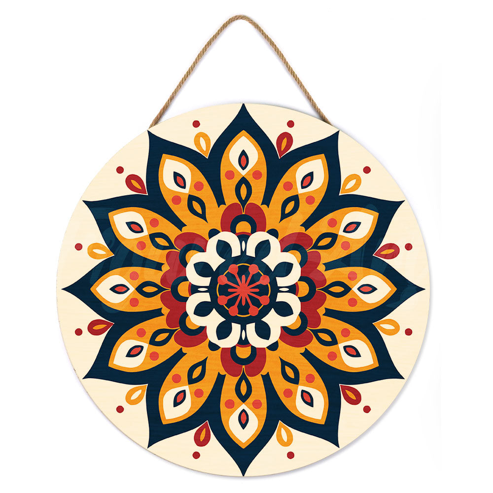 Peinture Par Numéro Sur Disque En Bois - Mandala Ensoleillé