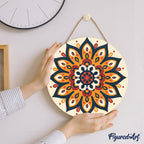 Peinture Par Numéro Sur Disque En Bois - Mandala Ensoleillé