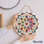 Peinture Par Numéro Sur Disque En Bois - Mandala Floral