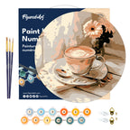 Peinture Par Numéro Sur Disque En Bois - Café Du Matin