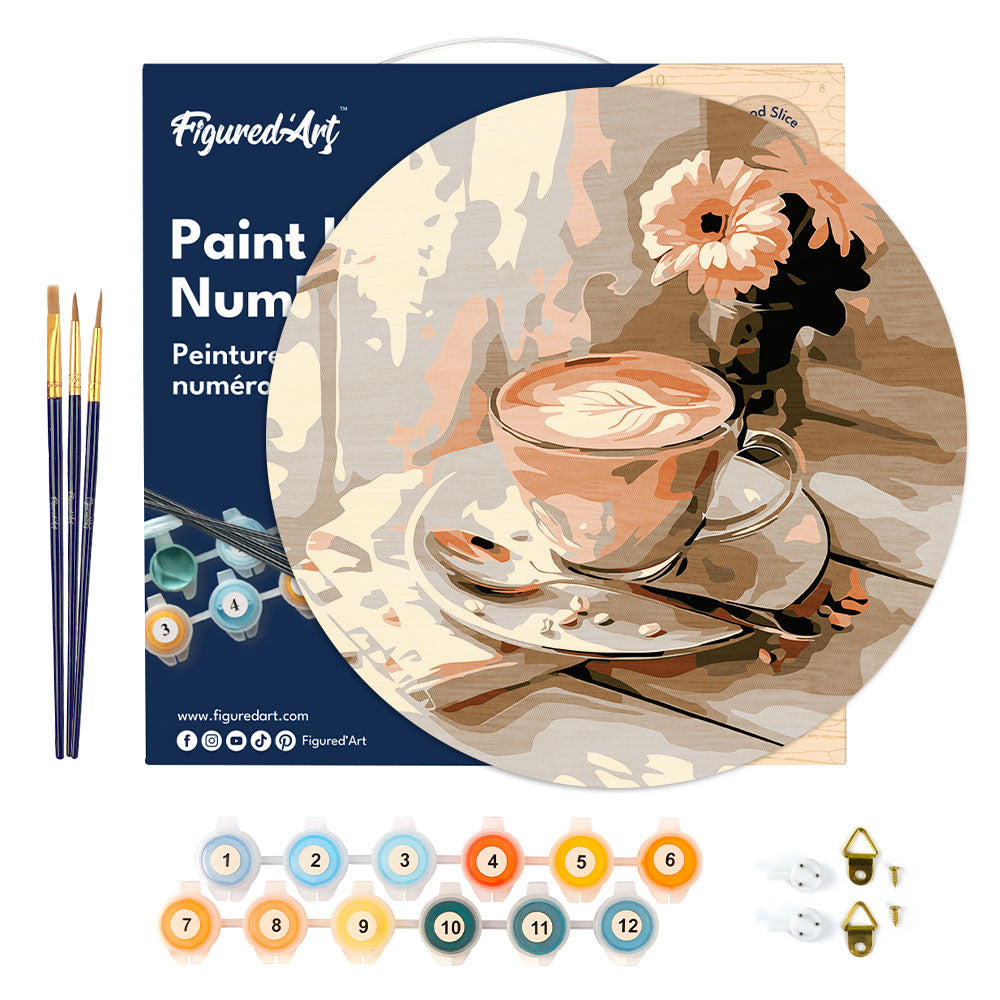 Peinture Par Numéro Sur Disque En Bois - Café Du Matin