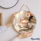 Peinture Par Numéro Sur Disque En Bois - Café Du Matin