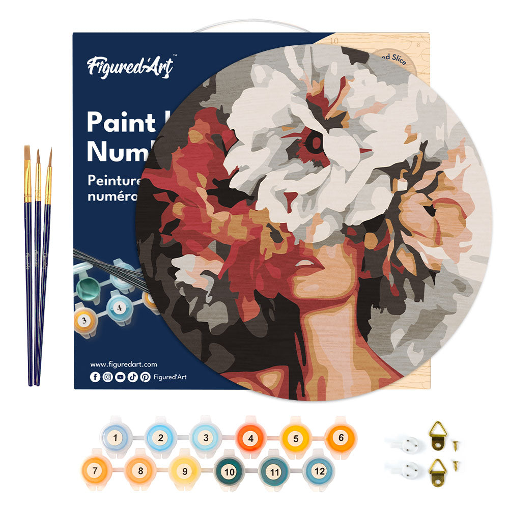 Peinture Par Numéro Sur Disque En Bois - Beauté Derrière Les Fleurs