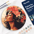 Pintura por números sobre disco de madera - Mujer floral