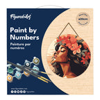 Pintura por números sobre disco de madera - Mujer floral