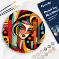 Pintura por números sobre disco de madera - Mujer abstracta estilo Picasso