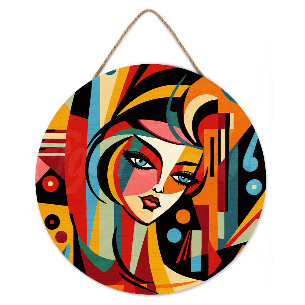 Pintura por números sobre disco de madera - Mujer abstracta estilo Picasso