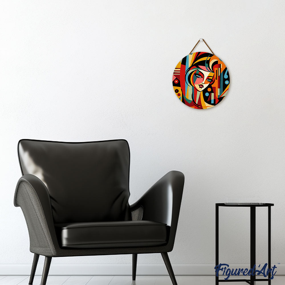 Pintura por números sobre disco de madera - Mujer abstracta estilo Picasso