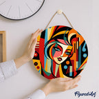 Pintura por números sobre disco de madera - Mujer abstracta estilo Picasso