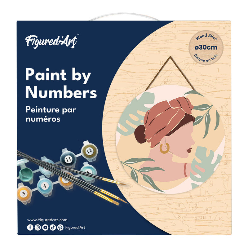 Peinture Par Numéros - Peinture Par Numéro Sur Disque En Bois - Femme Au Turban De Profil