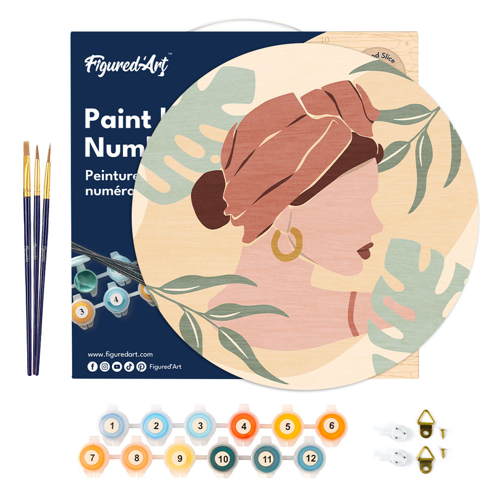 Paint by Numbers on Wooden Disc - Woman in Turban in Profile
