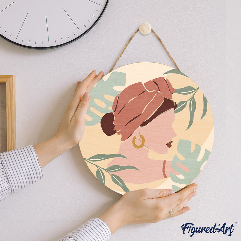 Peinture Par Numéros - Peinture Par Numéro Sur Disque En Bois - Femme Au Turban De Profil