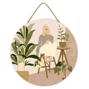 Peinture Par Numéros - Peinture Par Numéro Sur Disque En Bois - Femme Et Bouquet