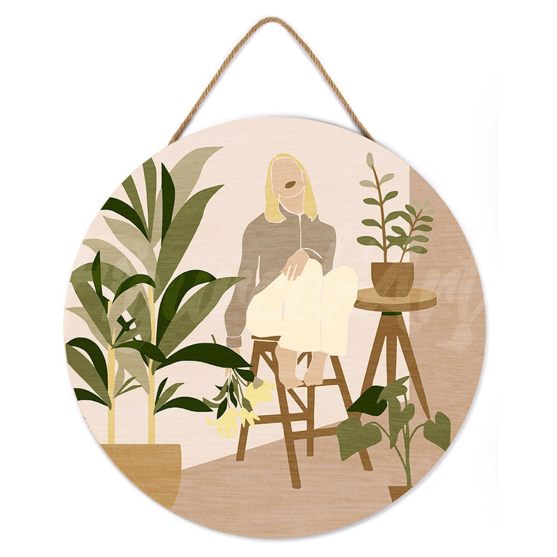 Peinture Par Numéros - Peinture Par Numéro Sur Disque En Bois - Femme Et Bouquet