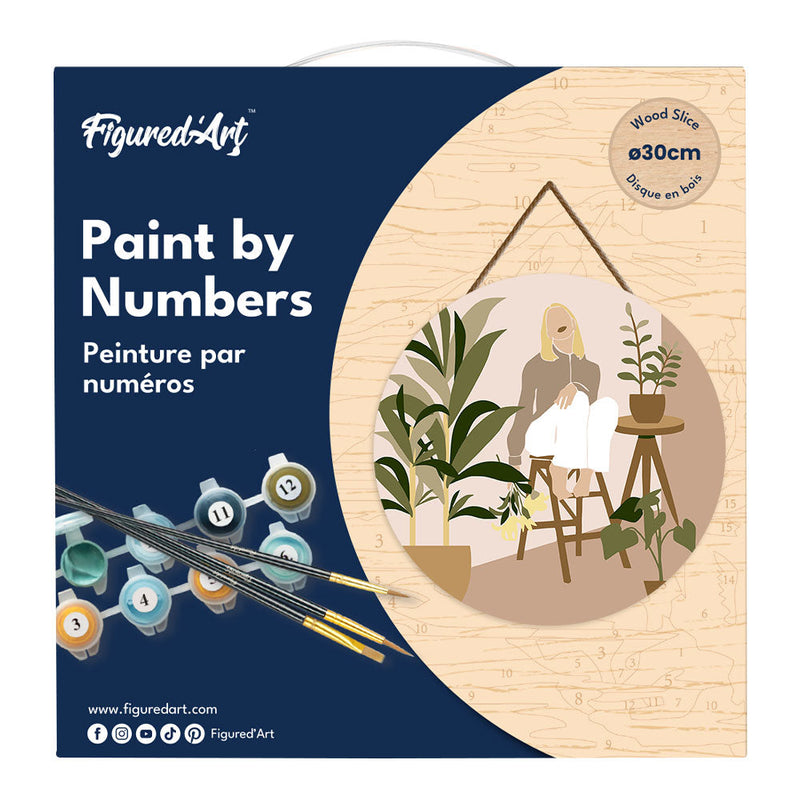 Peinture Par Numéros - Peinture Par Numéro Sur Disque En Bois - Femme Et Bouquet