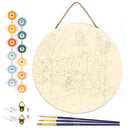 Peinture Par Numéros - Peinture Par Numéro Sur Disque En Bois - Femme Et Bouquet