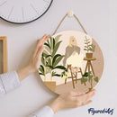 Peinture Par Numéros - Peinture Par Numéro Sur Disque En Bois - Femme Et Bouquet