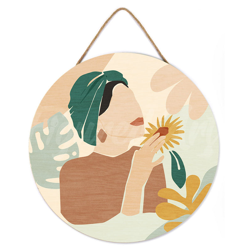 Peinture Par Numéros - Peinture Par Numéro Sur Disque En Bois - Femme Au Turban Vert