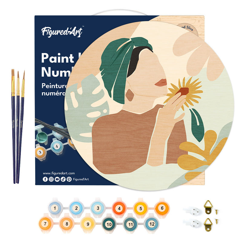 Peinture Par Numéros - Peinture Par Numéro Sur Disque En Bois - Femme Au Turban Vert