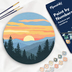 Peinture Par Numéro Sur Disque En Bois - Forêt De Pins