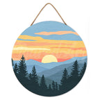 Peinture Par Numéro Sur Disque En Bois - Forêt De Pins