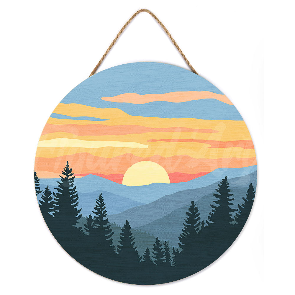 Peinture Par Numéro Sur Disque En Bois - Forêt De Pins