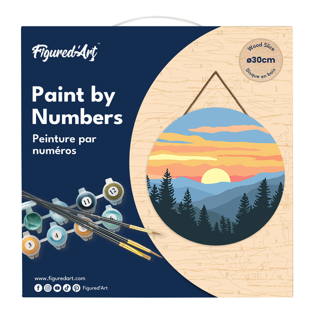 Peinture Par Numéro Sur Disque En Bois - Forêt De Pins