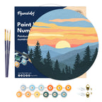Peinture Par Numéro Sur Disque En Bois - Forêt De Pins