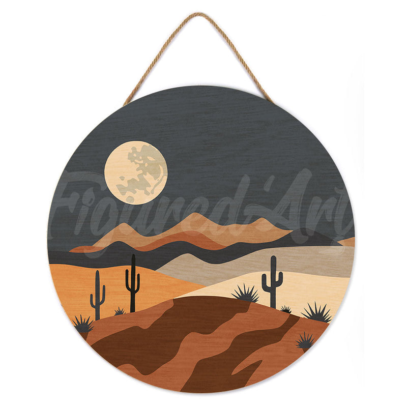 Peinture Par Numéros - Peinture Par Numéro Sur Disque En Bois - Clair De Lune Désertique