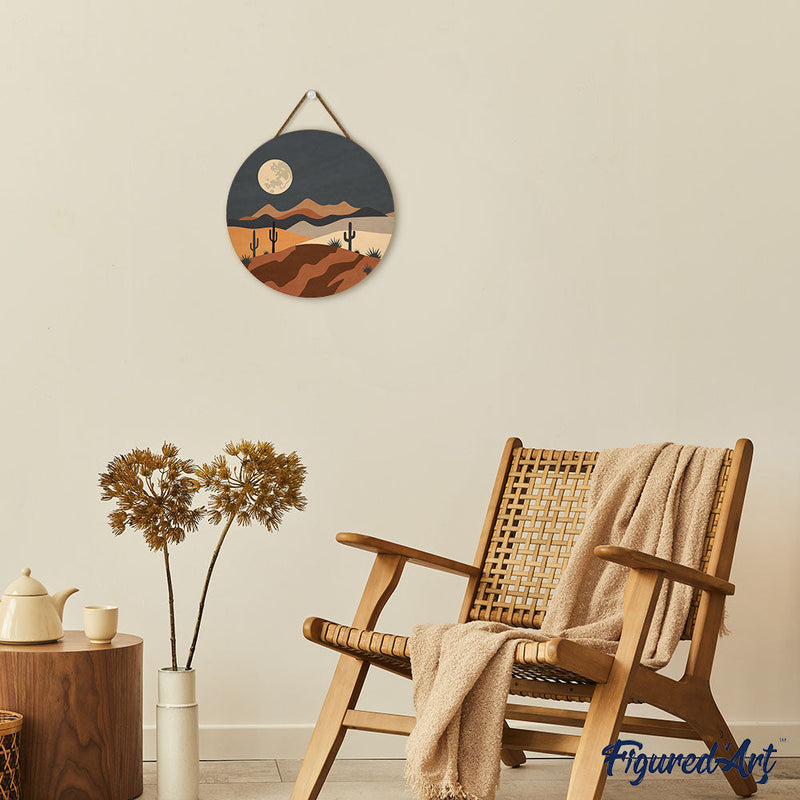 Peinture Par Numéros - Peinture Par Numéro Sur Disque En Bois - Clair De Lune Désertique