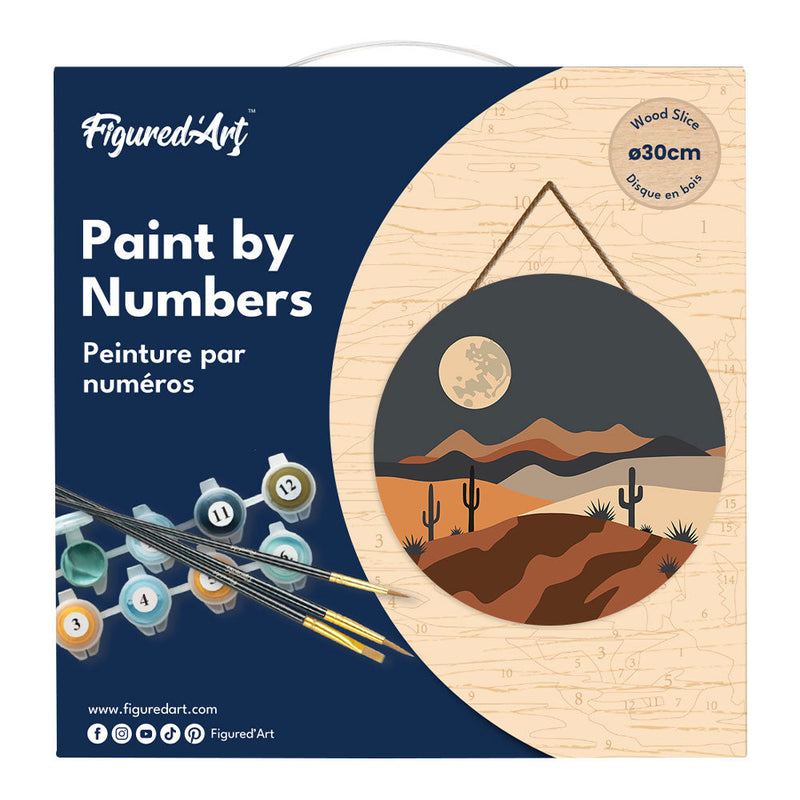 Peinture Par Numéros - Peinture Par Numéro Sur Disque En Bois - Clair De Lune Désertique